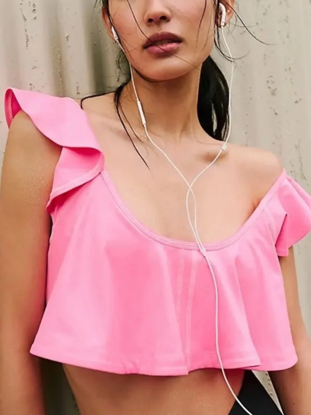 NWOT! Free People Movement Off Duty Flounce Tank in Pink Lemonade - Size M